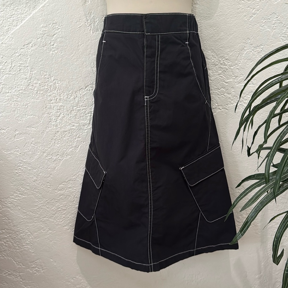 ZARA Girl’s Contrasting Black Midi Cargo Skirt Size 9 NWT